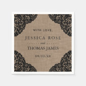 ザブラックレースオンバーラップ素朴ズコレク結婚ション スタンダードカクテルナプキン (正面)