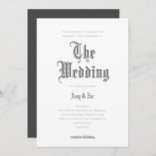 ザブラックレ結婚ター結婚式招待状 招待状 (正面/裏面)