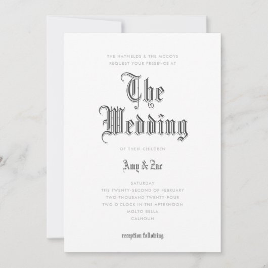 ザブラックレ結婚ター結婚式招待状 招待状 (正面)