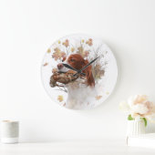 ザブリタニースパニエル犬タペストリーメタルプリントコーヒー ラージ壁時計 (ホーム)