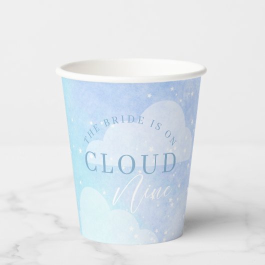 ザブリーズオンクラウドナイン青ボホブライダルシャワー 紙コップ (正面)