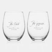 ザブリーダザグルームブラックエレガントタイポグラフィ ステムなしワイングラス (正面)