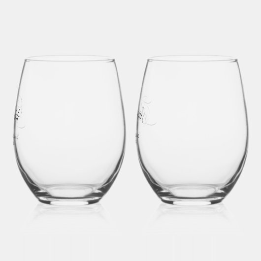 ザブリーダザグルームブラックエレガントタイポグラフィ ステムなしワイングラス (左)