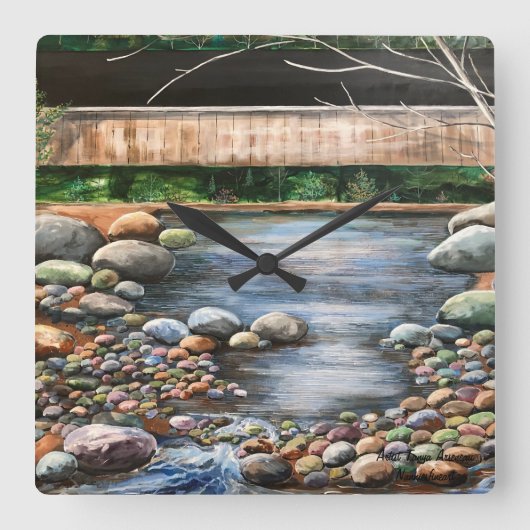 ザブルックランスケープオリジナルハンドア色彩の鮮やかート スクエア壁時計 (正面)