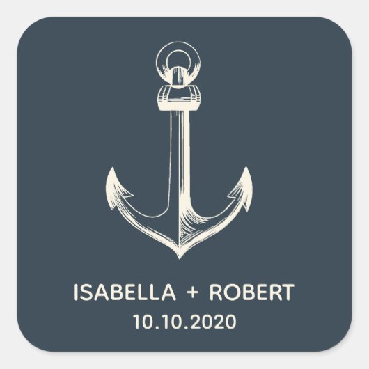 ザブルーいかり |の結婚モノグラム スクエアシール (正面)