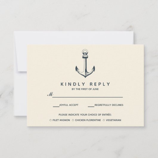 ザブルーいかり |ウェディングRSVPと食事会 出欠カード (正面)