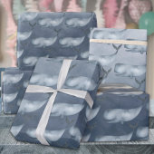 ザブルーククジラ深いの下の青い海水色 ラッピングペーパー