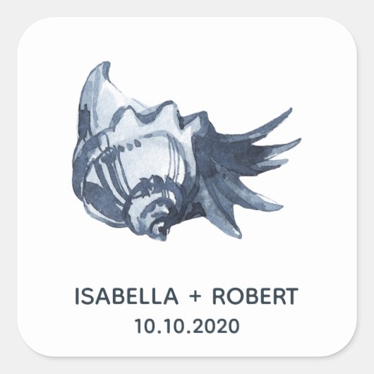 ザブルーシーシェル |の結婚モノグラム スクエアシール (正面)