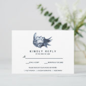 ザブルーシーシェル |ウェディングRSVPと食事会 出欠カード (スタンド正面)