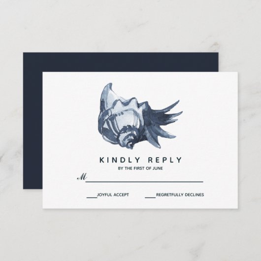 ザブルーシーシェル |ウェディングRSVP 出欠カード (正面/裏面)