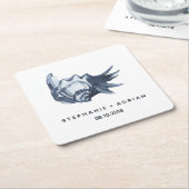 ザブルーシーシェル カスタマイズ結婚| スクエアペーパーコースター (アングル)