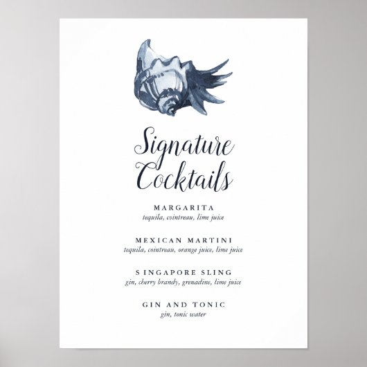 ザブルーシーシェル |シグネチャーカクテルメニューの署名 ポスター (正面)