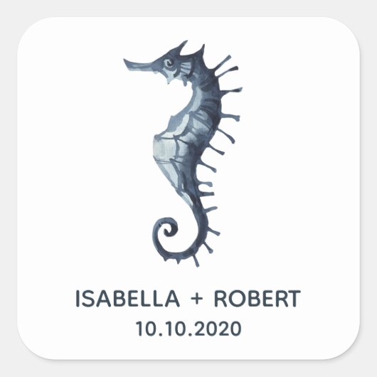 ザブルーシーホース |の結婚モノグラム スクエアシール (正面)