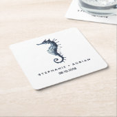 ザブルーシーホース カスタマイズ結婚| スクエアペーパーコースター (アングル)