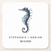 ザブルーシーホース カスタマイズ結婚| スクエアペーパーコースター (正面)