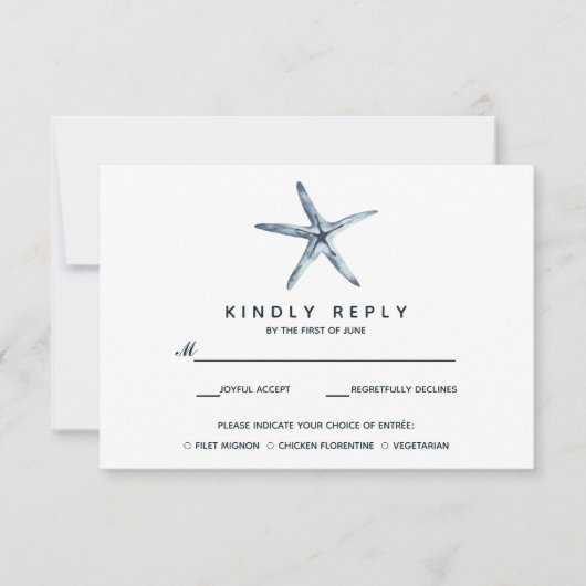 ザブルーヒトデ |ウェディングRSVPと食事会 出欠カード (正面)