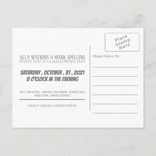 ザブルームーンハローウィンパーティ招待状 インビテーションポストカード (裏面)