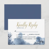 ザブルーリーフ |ウェディングRSVPと食事チョイス 出欠カード (正面/裏面)