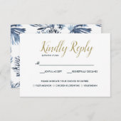 ザブルーリーフ |ウェディングRSVPと食事チョイス 出欠カード (正面/裏面)