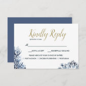 ザブルーリーフ |ウェディングRSVPと食事チョイス 出欠カード (正面/裏面)