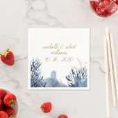 ザブルーリーフ |航海の結婚のパーソナライズされた スタンダードカクテルナプキン (インサイチュ)