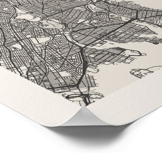 ザブロンクスニューヨークボホアーチベージュ通りの地図 ポスター (角)