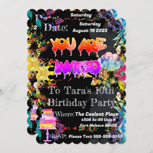 ザプクールレイスパーソナライズされた招待状 招待状 (正面/裏面)