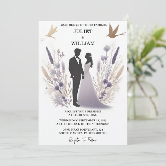 ザプラム秋春サマーラベンダーセージ結婚ズ 招待状 (スタンド正面)