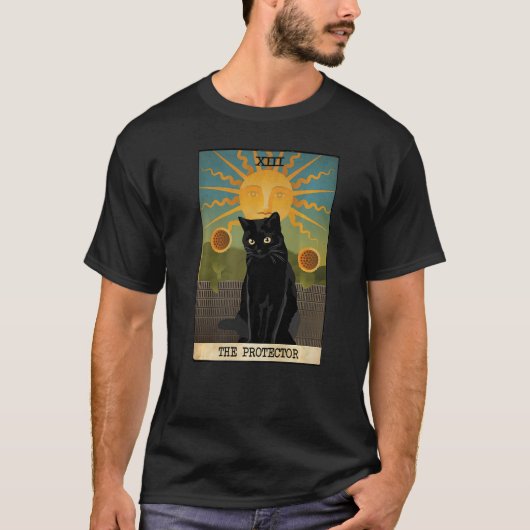 ザプロテクタータロット黒猫神秘的タロット猫 Tシャツ (正面)