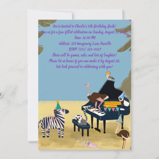 ザプロディジーレムールピアノの誕生日 招待状 (裏面)