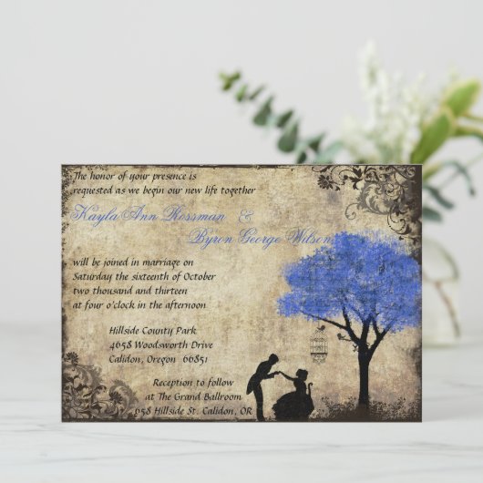 ザプロポーズヴィンテージウェディング招待状ダークブルー 招待状 (スタンド正面)