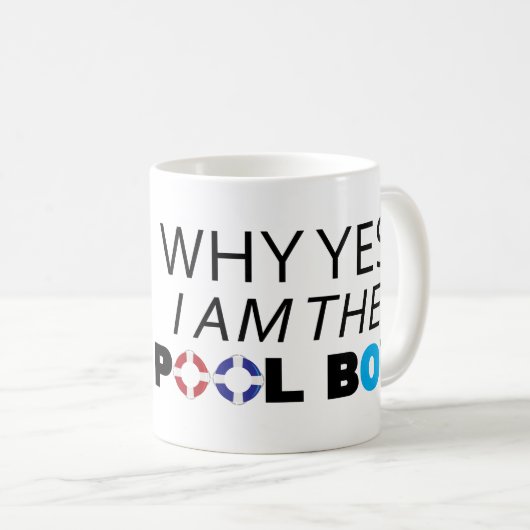 ザプールボーイアイアムYesおもしろいアムスイミング コーヒーマグカップ (正面右)