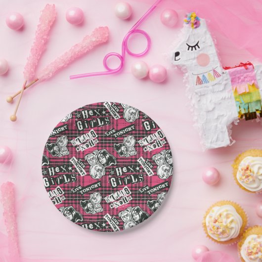ザヘックスガールズパンクプレイドパターン ペーパープレート (パーティー)