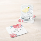 ザベビーシャワー紙コースター牡丹 スクエアペーパーコースター (インサイチュ)