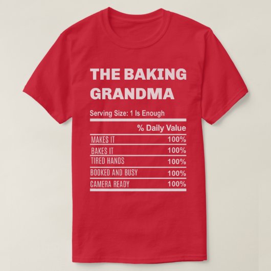 ザベーキングおばあちゃんおもしろいファミリー懇親会ギフト Tシャツ (デザイン正面)