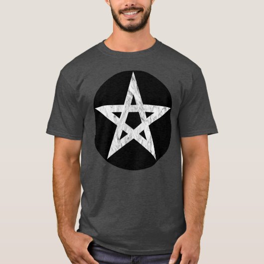 ザペンタグラム(黒の白ヴィンテージ) Tシャツ (正面)