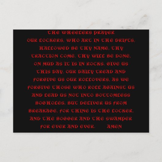 ザホイーラーズ祈りの言葉ポストカード ポストカード (正面)