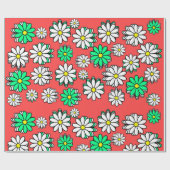 ザホリデー開花:フェスティバルレッド&グリーンデイジー応援 ラッピングペーパー (フラット)