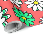 ザホリデー開花:フェスティバルレッド&グリーンデイジー応援 ラッピングペーパー (ロールコーナー)