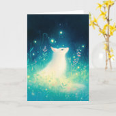 ザホワイトキツネ魅惑の視線 カード (黄色い花)