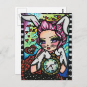 ザホワイトラビットアリス妖精ファンタジーアートガール ポストカード (正面/裏面)