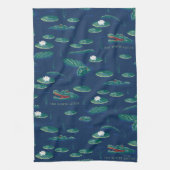 ザホワイトロータスリゲーターラグーンパターン キッチンタオル (縦)