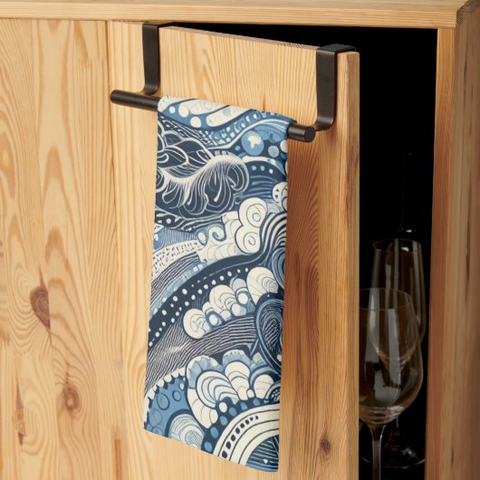 ザホームスタジオインディゴ開花 キッチンタオル (三つ折り)