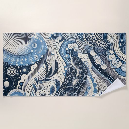 ザホームスタジオインディゴ開花 ビーチタオル (正面)