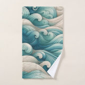 ザホームスタジオ海波形スワール バスタオルセット (ハンドタオル)