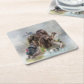 ザボイキンスパニエル犬 スクエアペーパーコースター (アングル)