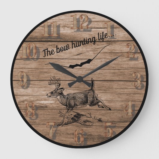 ザボウ狩りライフウッズバックとアーチェリーボウ ラージ壁時計 (正面)