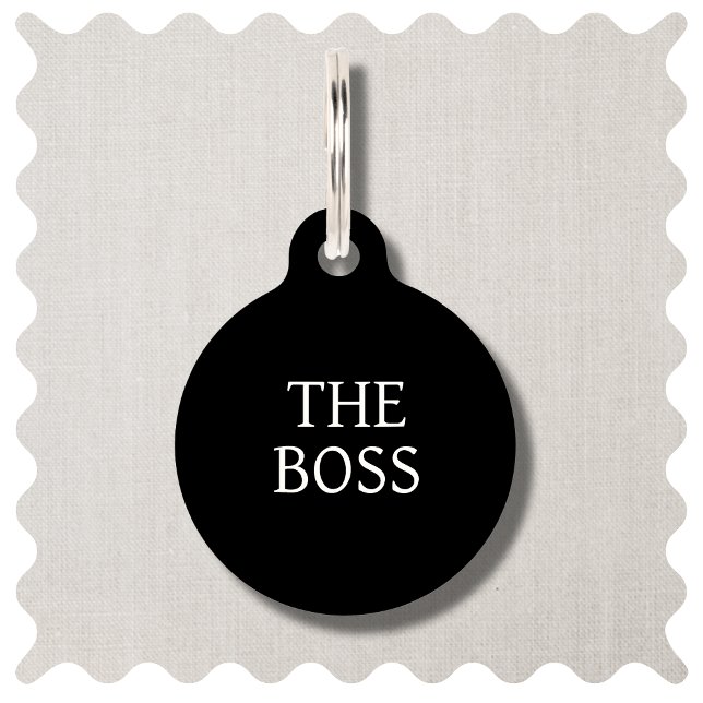 ザボスモダンドグカスタムラウンドペットタグ ペット　ネームタグ (Modern Black Custom dog ID Tag)