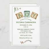 ザボーイウォー素朴トカラーベビー招待状 招待状 (正面/裏面)