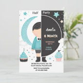 ザボーイガール6ヶ月半年パーティー半年誕生日 招待状 (スタンド正面)